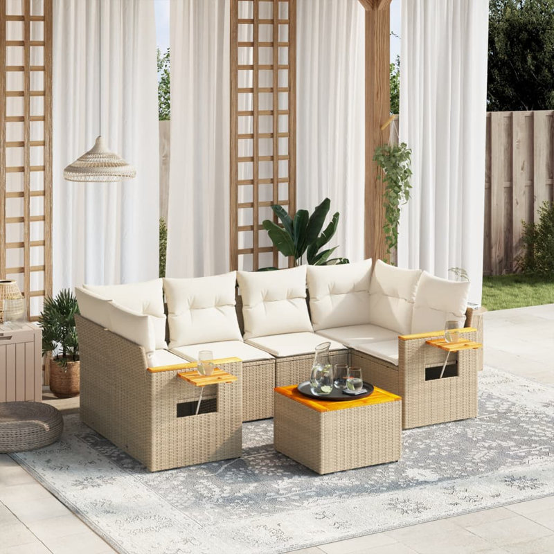 Ensemble de canapé de jardin Vidaxl beige pour l'ensemble de canapé, blanc crème pour les coussins