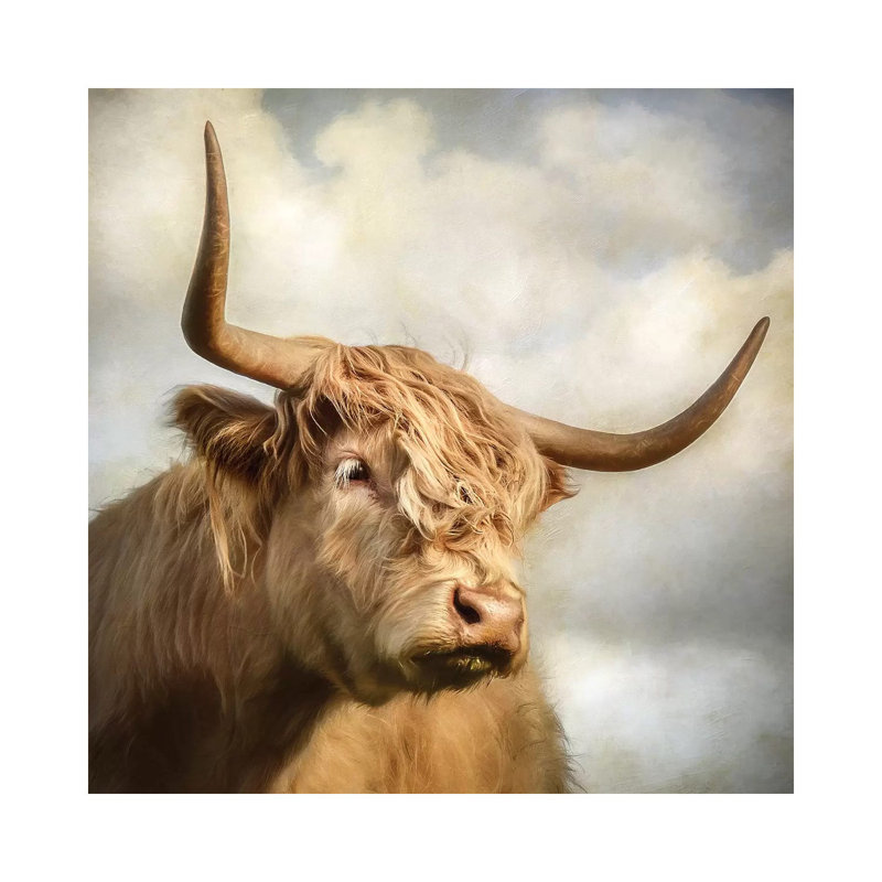 "Vache" par Mark Gemmell-impression d’art graphique, Pas de tapis, Toile tendue, H 12 po x l 12 po x P 0,75 po