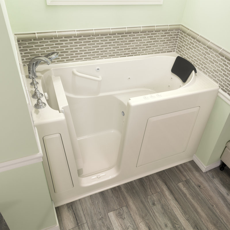 59.5'' x 29.75'' Fiberglass Bathtub with Faucet, Linen, Left