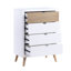 Commode de rangement blanche et naturelle avec tiroirs de rangement pour chambre de jeunes, 1 pièce