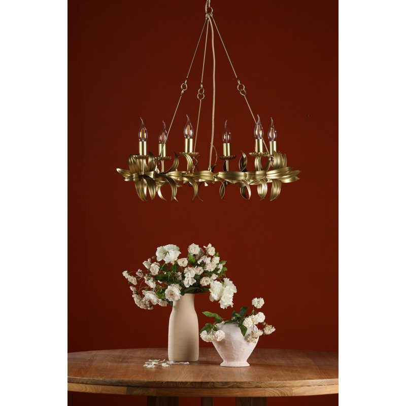 Dorris 6 - Light Satin Gold Waggon Wheel Pendant