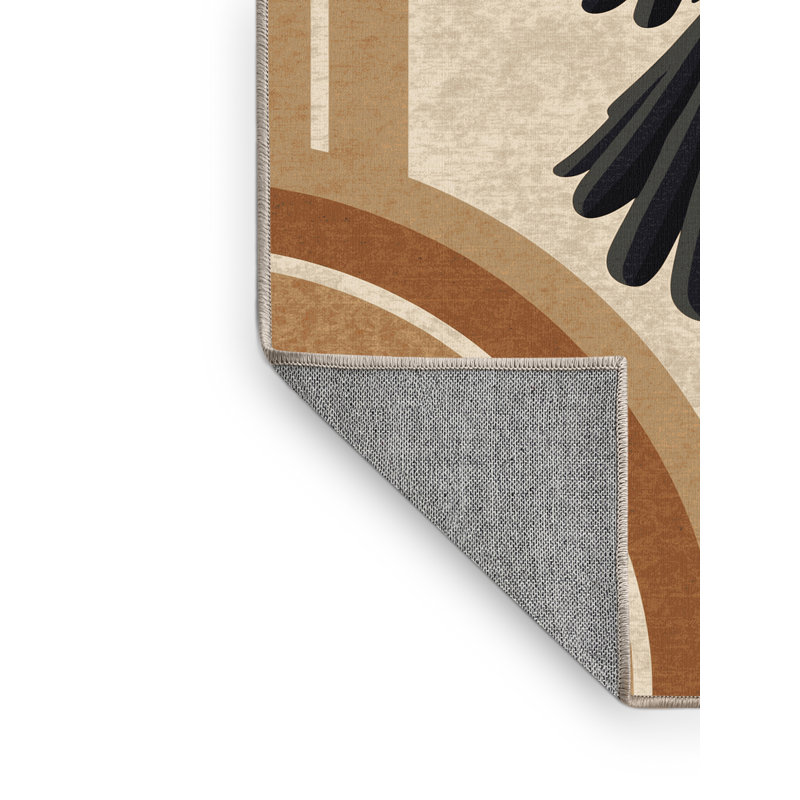 Tapis brun foncé et beige lavable à la machine Pittman Morrigan, 7x9