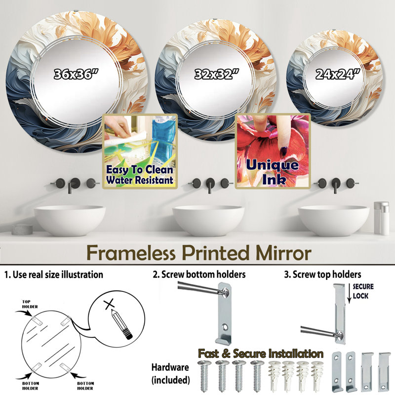 Renaday - Modern Wall Mirror Round, 24 po x 24 po