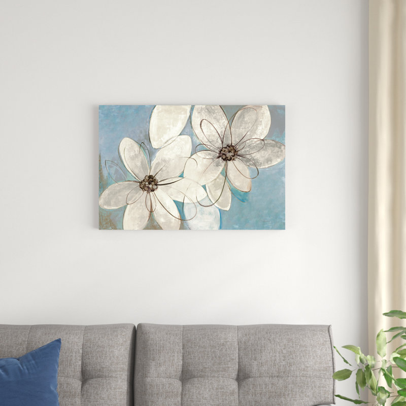 Bleu et floral neutre, H 20 po x l 30 po x P 1,25 po