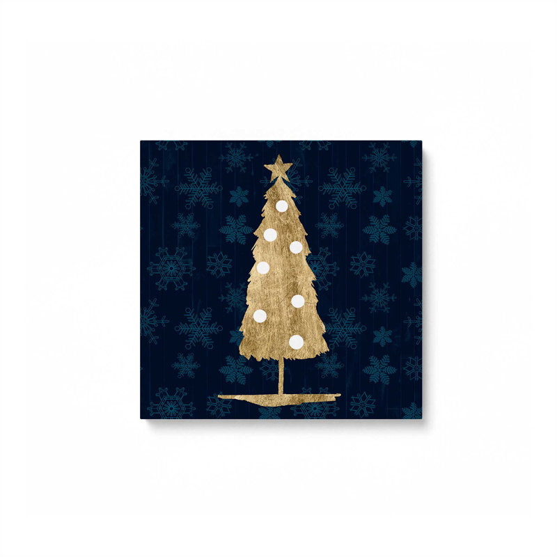 «Holiday Tree with Navy II», reproduction sur toile dans un cadre poli, Toile tendue, H 12 po x l 12 po x P 1,25 po