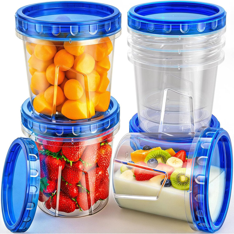 6 Pack 24 Oz Freezer Storage Containers With Twist Lids