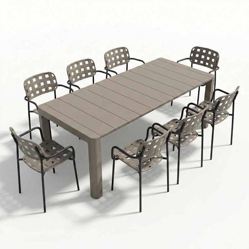 Vendome 8 - Person Patio Dining Set with, Black/Grey