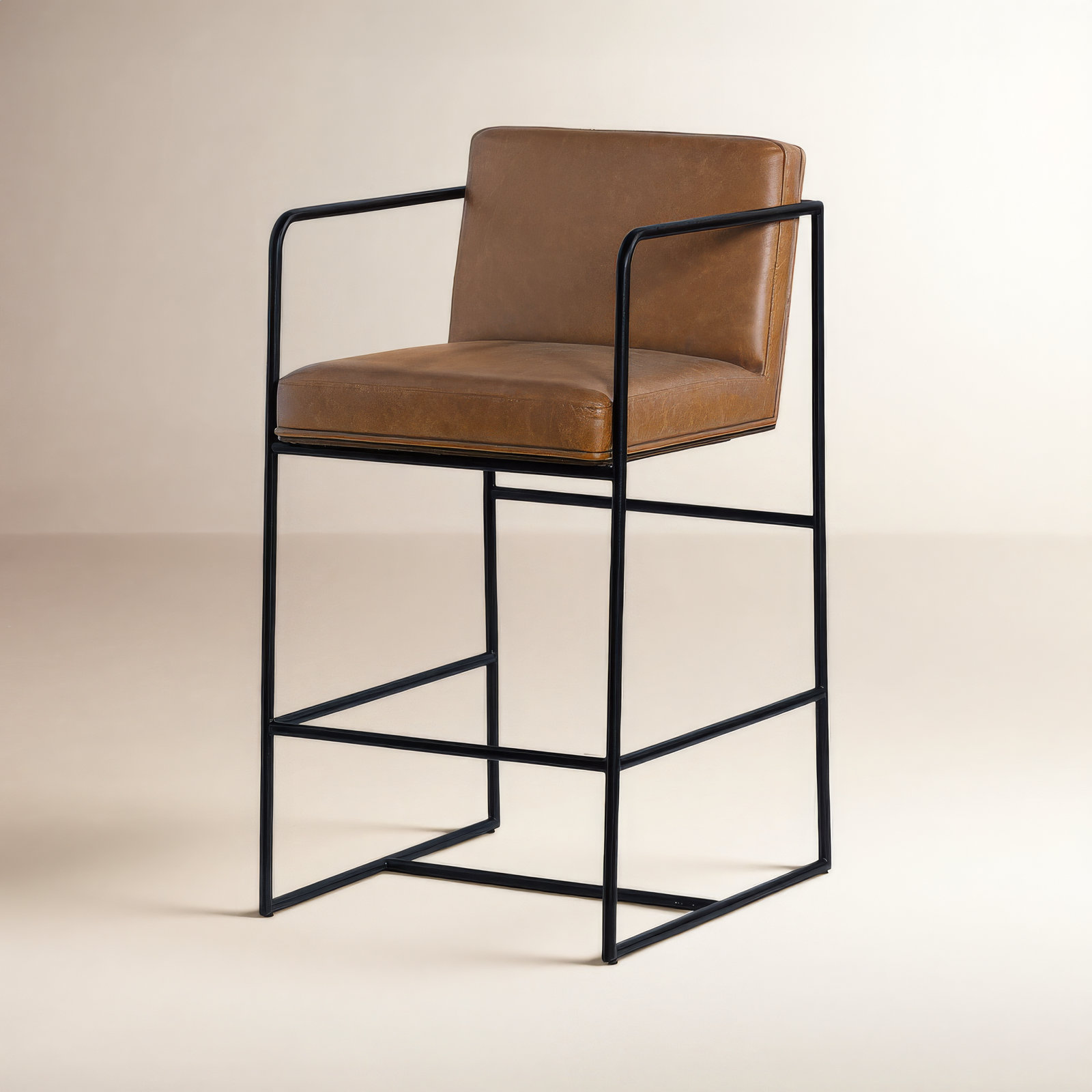 Sidney Genuine Leather Bar & Counter Stool, Counter Stool (26” Seat Height), Brown