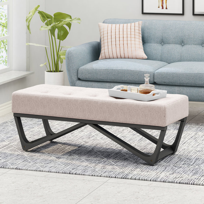Sophisticated With Upholstery And Elegant Leg Construction Rectangular Faux Wood Soft Button- Seat Chic Design