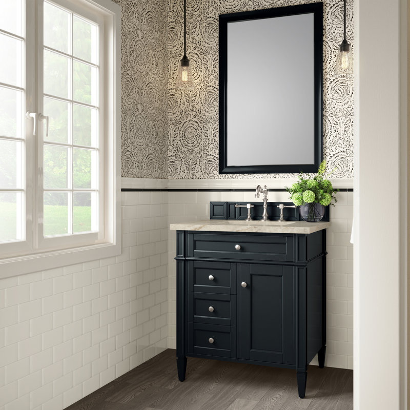 Brittany 30'' W Single Vanity, Black Onyx, Tajnar Eclos, 8" Widespread