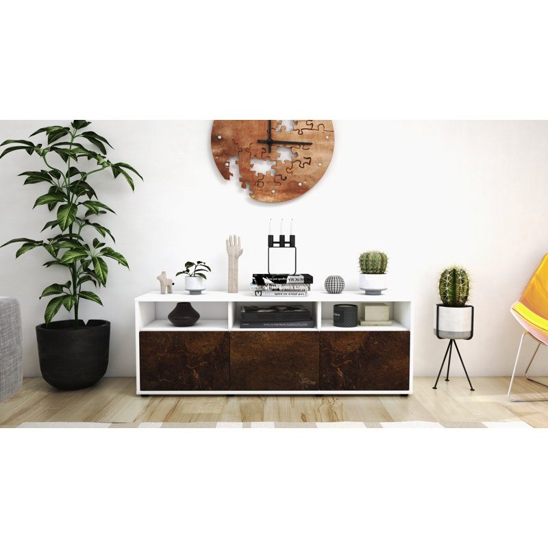 Wylie TV Stand, Rust / Matte White