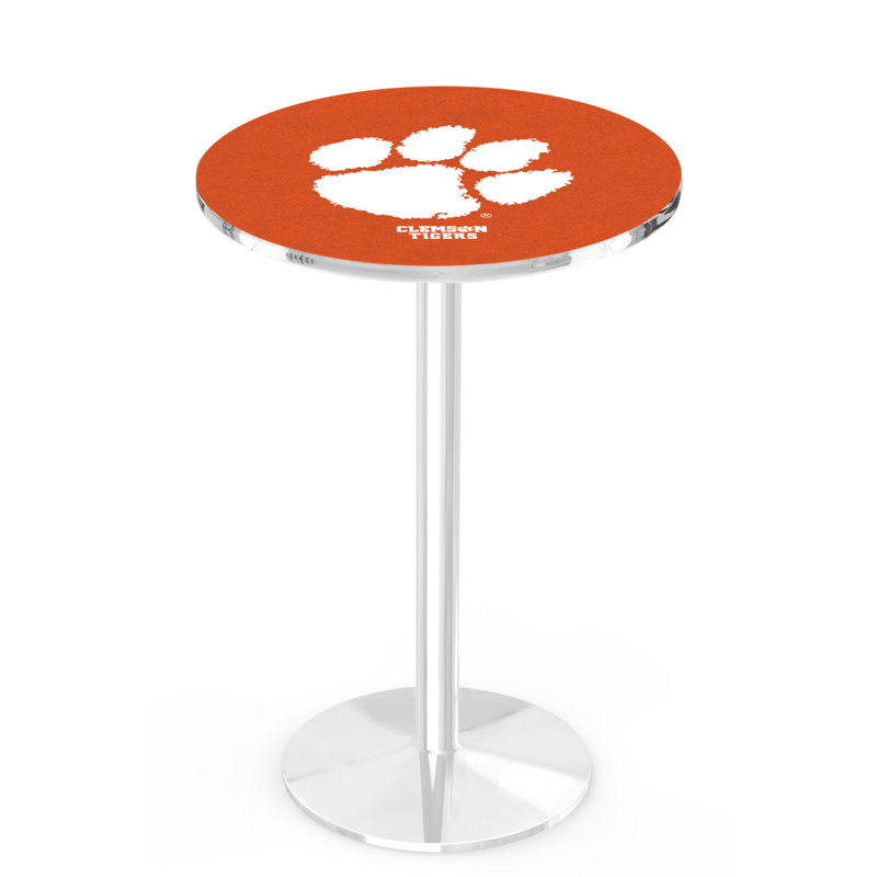 Round Metal Base Dining Table, Chrome, Clemson