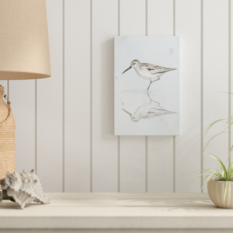 Sandpiper Reflections II by Jennifer Paxton Parker - Painting, 30cm H x 20cm W, Wrapped Canvas