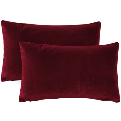 Francesca Soft Velvet Throw Pillow Covers, Cushion Cover 2 Pack, 17x17 Inch Square for Home Decor Sofa Couch Bed Chair, Burgundy