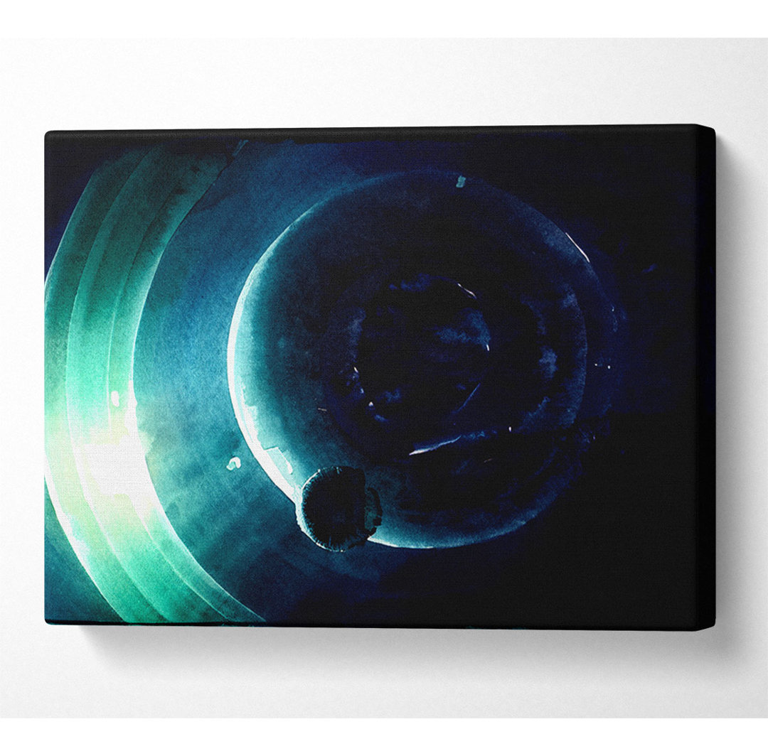 Ein Planet mit hellen Ringen Leinwand Aquarell 11598