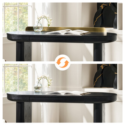 Console moderne moderne l 47,75 po avec rail de galerie en laiton et tiroir de rangement