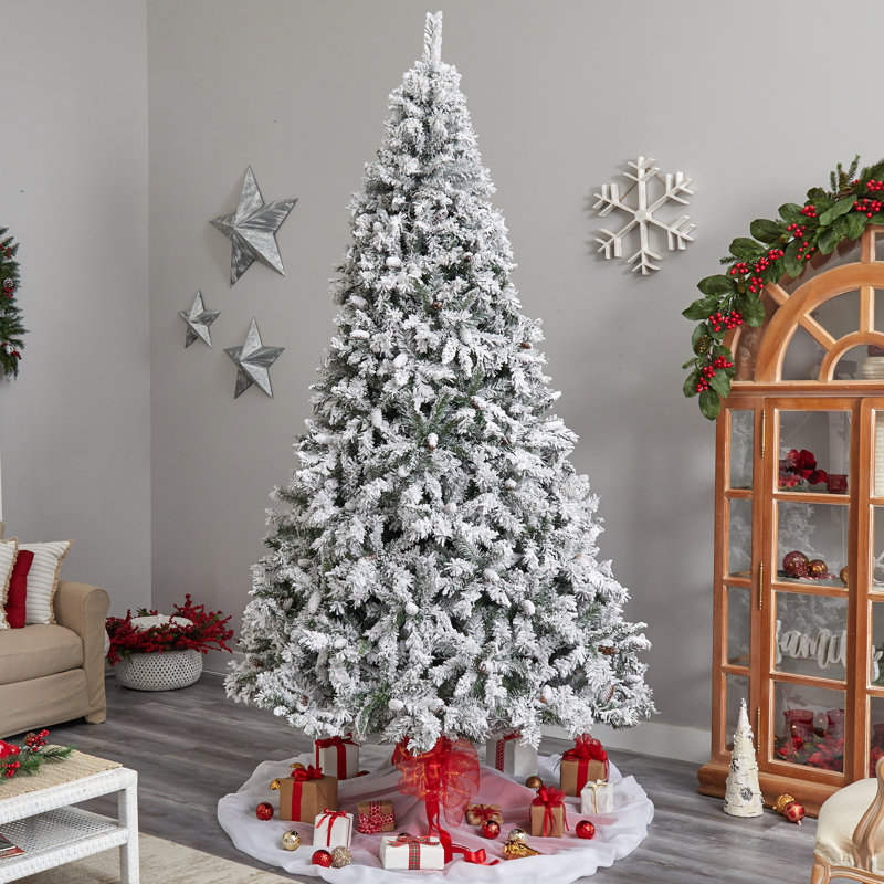 Sapin de Noël floqué avec lumières DEL, H 3 pi