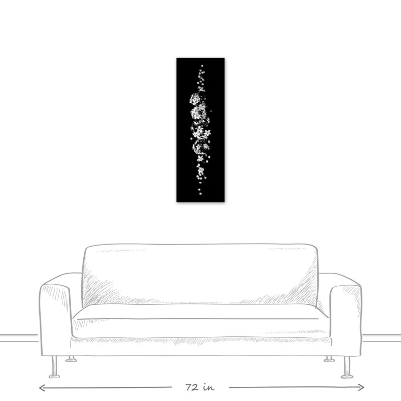 «Black and White Floral Midline», reproduction de photo sur toile