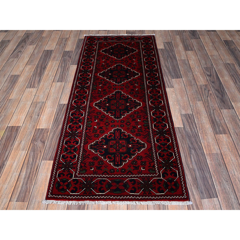Tapis de couloir oriental rouge en laine nouée à la main 2 pi 4 po x 5 pi 8 po - MOA102698