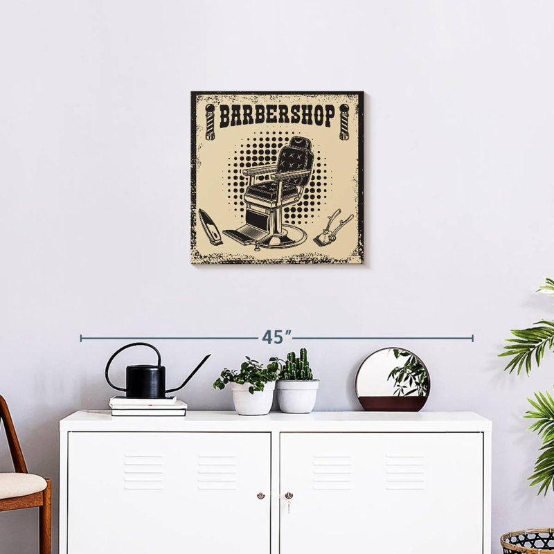 Enseigne murale rétro Khylige Barbershop, H 20 po x l 20 po