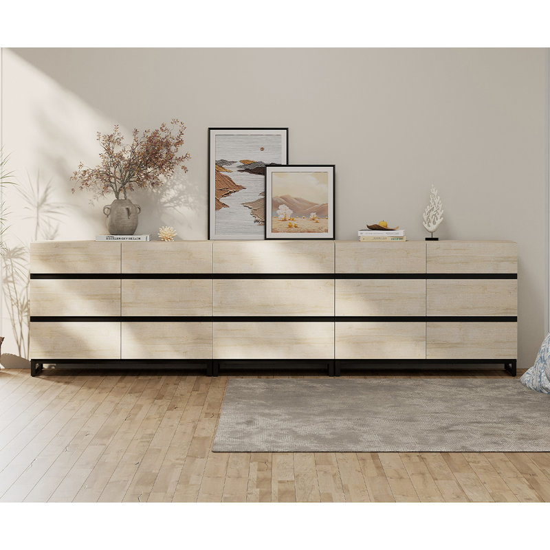 3 In 1 Multifunctional Accent Cabinet With 15 Drawers, Modern Chest Of Drawers With Metal Base, Closet Organizers And Storage Cabinet For Bedroom