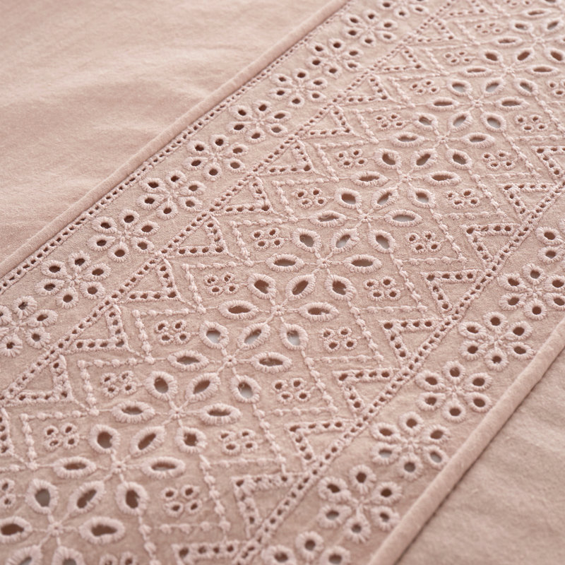 Broderie Anglaise Duvet Cover Set, King Duvet Cover Set + 2 Pillowcases, Pink
