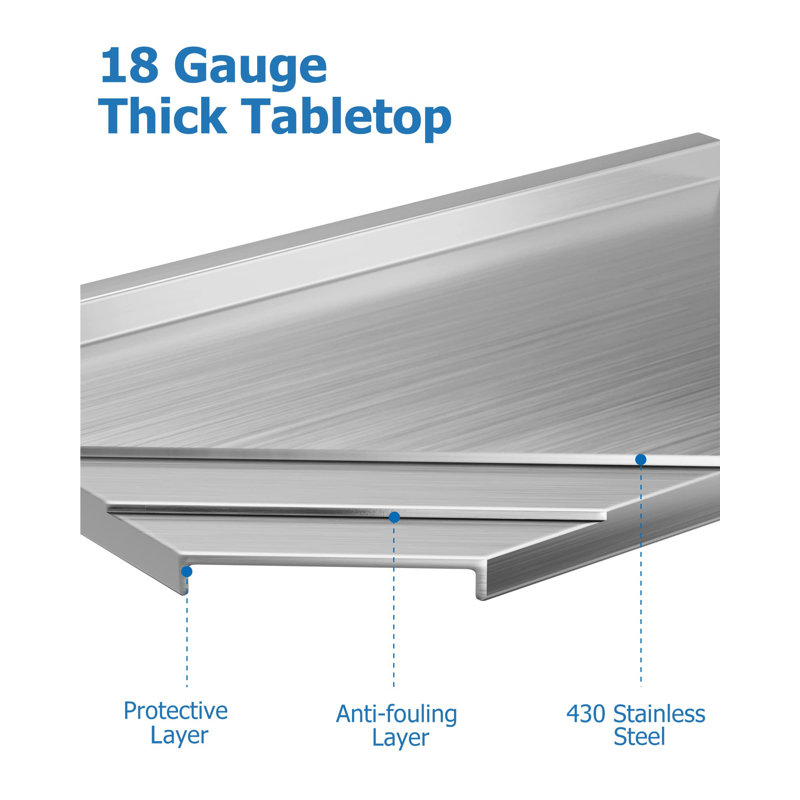 Stainless Steel 34" H Work Table with Undershelf and Backsplash