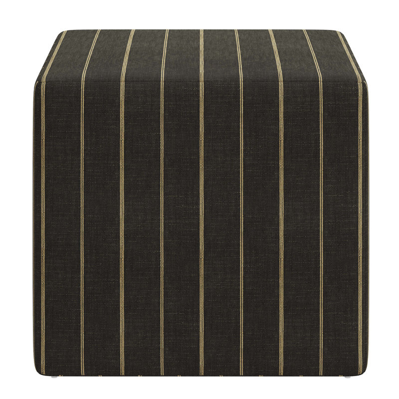 Era Upholstered Ottoman, Fritz Peppercorn Stripe