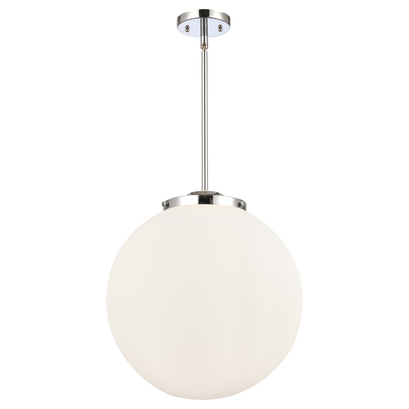 Luminaire suspendu sphère 3 lumières DEL Beacon, Chrome poli, Blanc mat, H 17 po x l 16 po x P 16 po