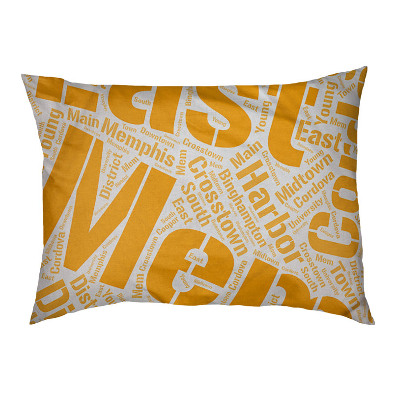 Coussin de chien « districts », Memphis, Très grand (H 17 po x l 50 po x P 40 po), Orange