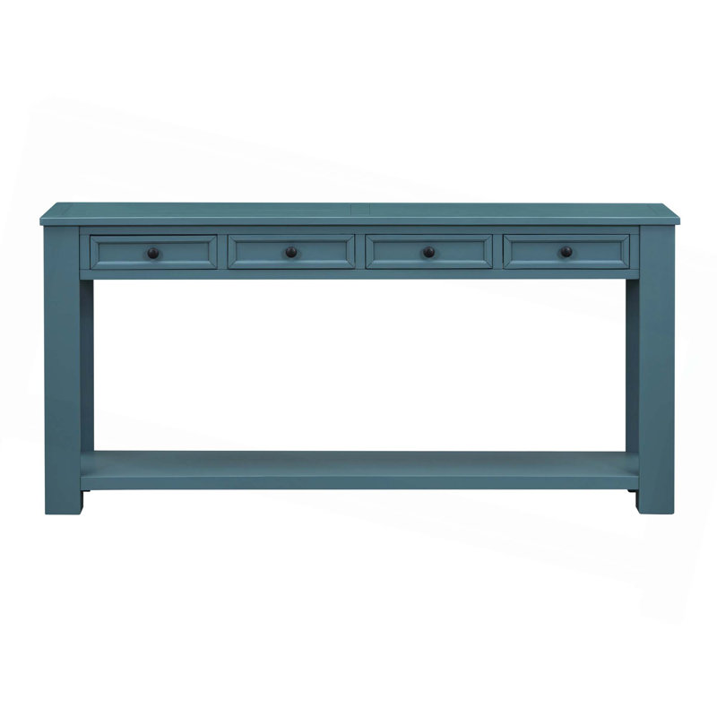 Console Table/Sofa Table With Storage Drawers & Bottom Shelf For Entryway Hallway, Dark Blue