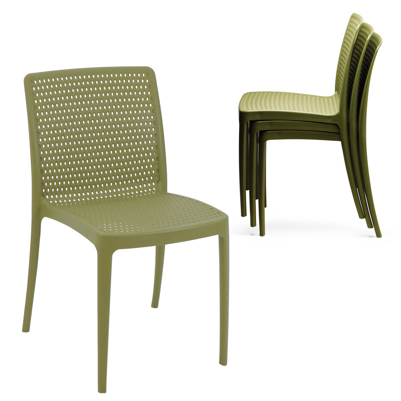 Chaises de salle à manger durables et empilables de la collection piétonne Isabelle de la collection Ocean + Clean, Vert