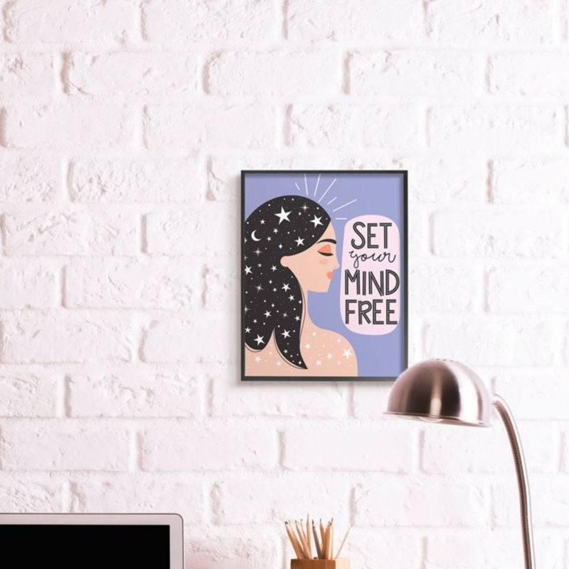 «Set Your Mind Free Expression», reproduction d'art textuel féminin par Ilis Avilés, H 20 po x l 16 po, Toile tendue