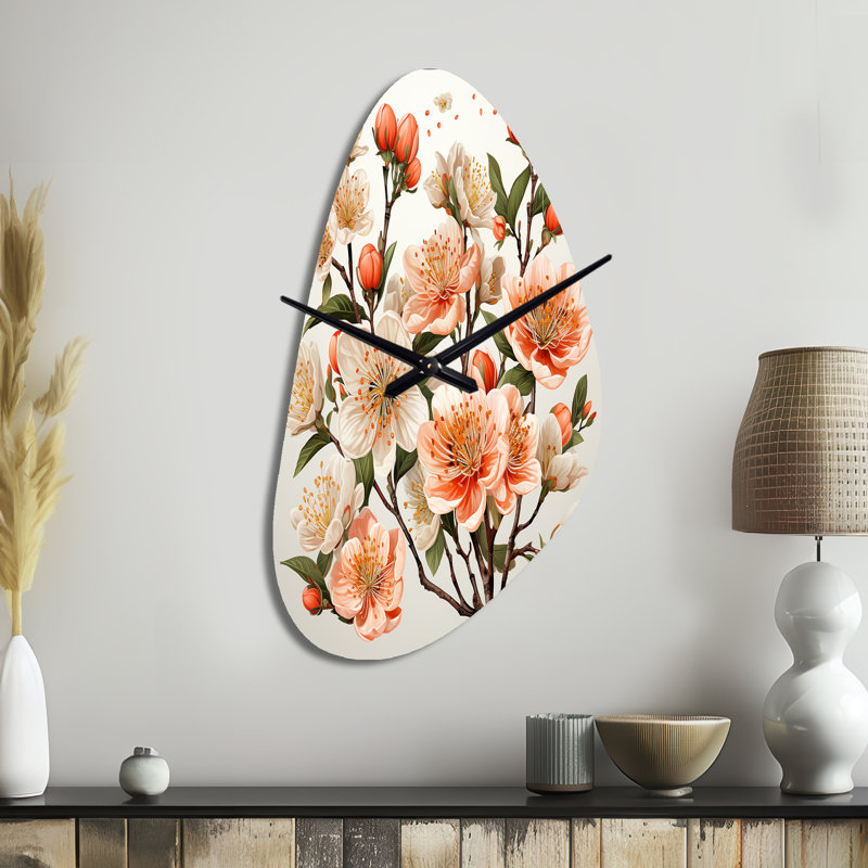Horloge Peach Blossom Bliss IV - Floral, Moyenne