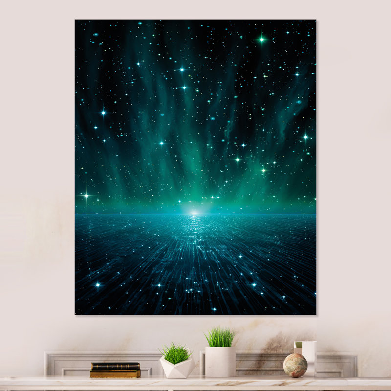 Art mural en métal vert et noir Interstellar Gaz, H 32 po x l 24 po x P 1 po