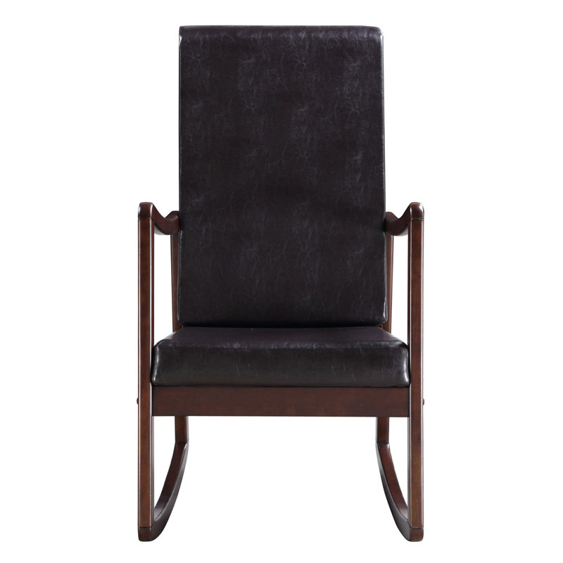 Chaise berçante brun foncé et espresso avec accoudoirs