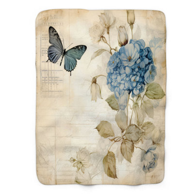 Jeté Cerulean Winged Memoir - 1 pièce Sherpa Bl Premium