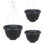 Boîte à fleurs suspendue noire en plastique 16 po The Weekender (paquet de 3)