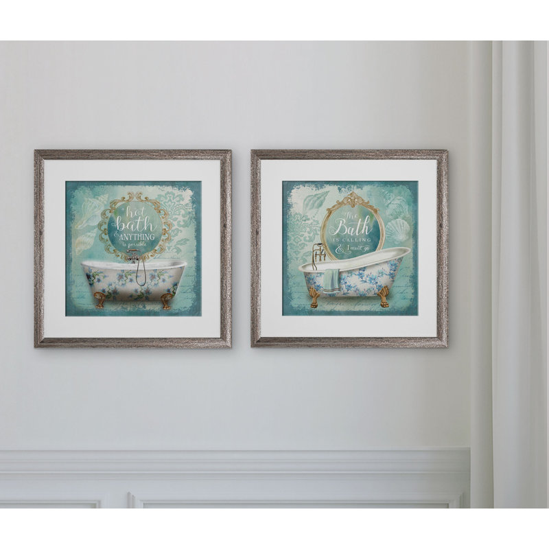 « mirror bain i », ensemble de 2 reproductions d’art encadrées, Cadre brun