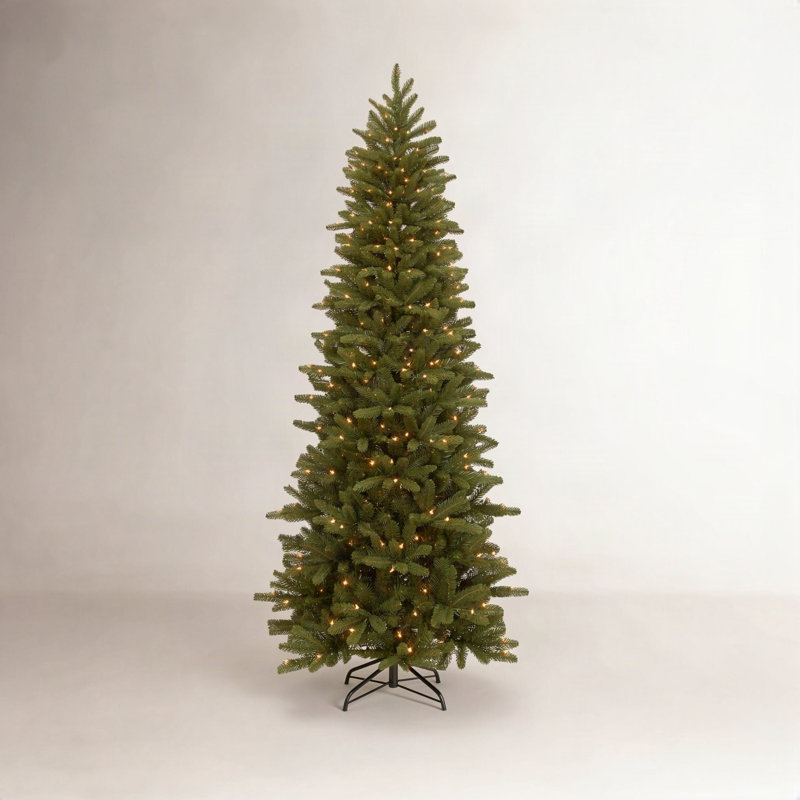 Slender Green Realistic Artificial Fir Christmas Tree with Incandescent Steady/Constant Lights, 6.5'