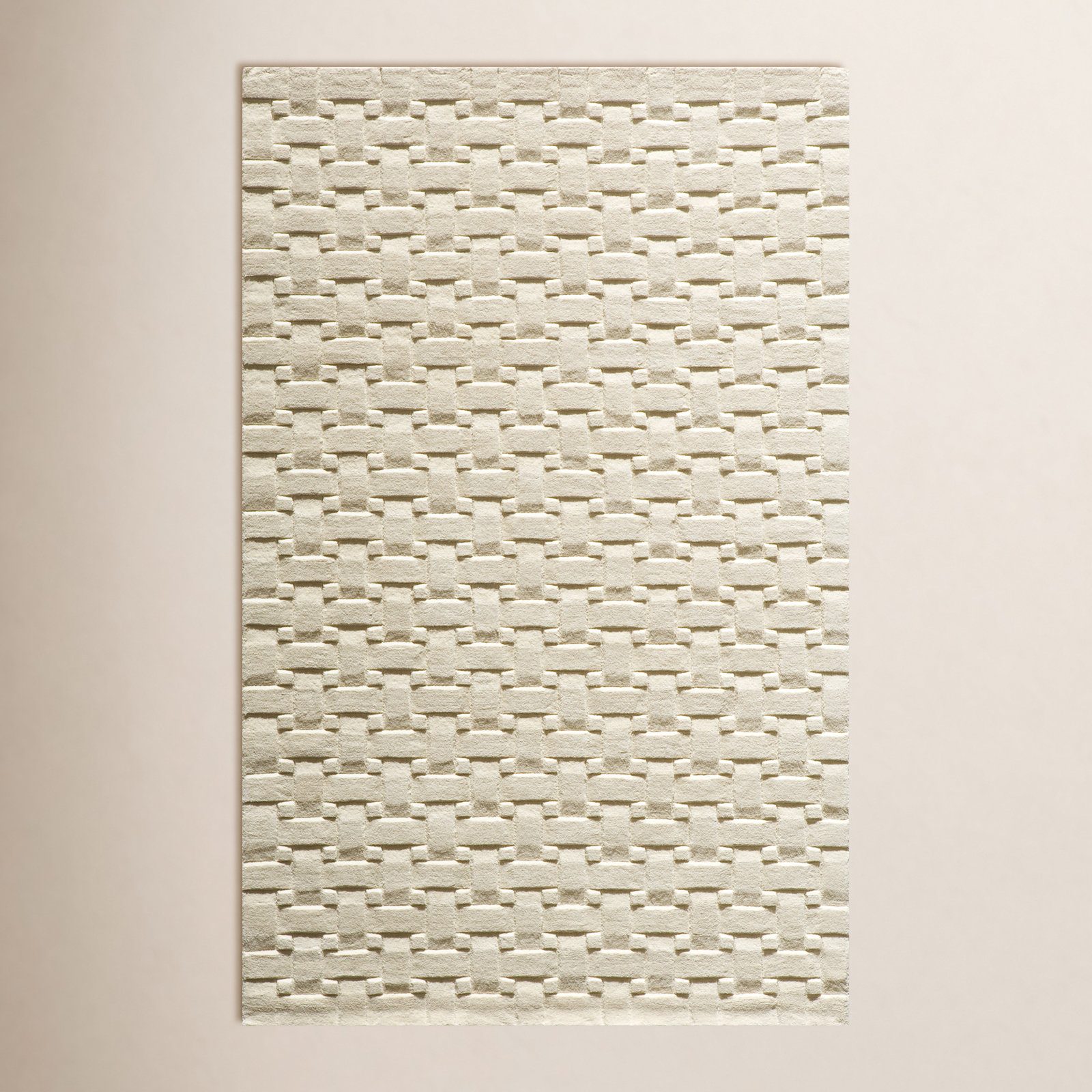 Carissa Ivory Hand-Tufted Geometric Wool Rug, Rectangle 5' x 8'