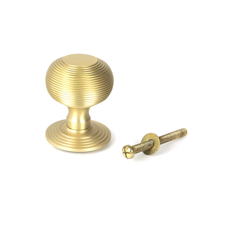 Pewter Beehive Centre Door Knob, Satin Brass