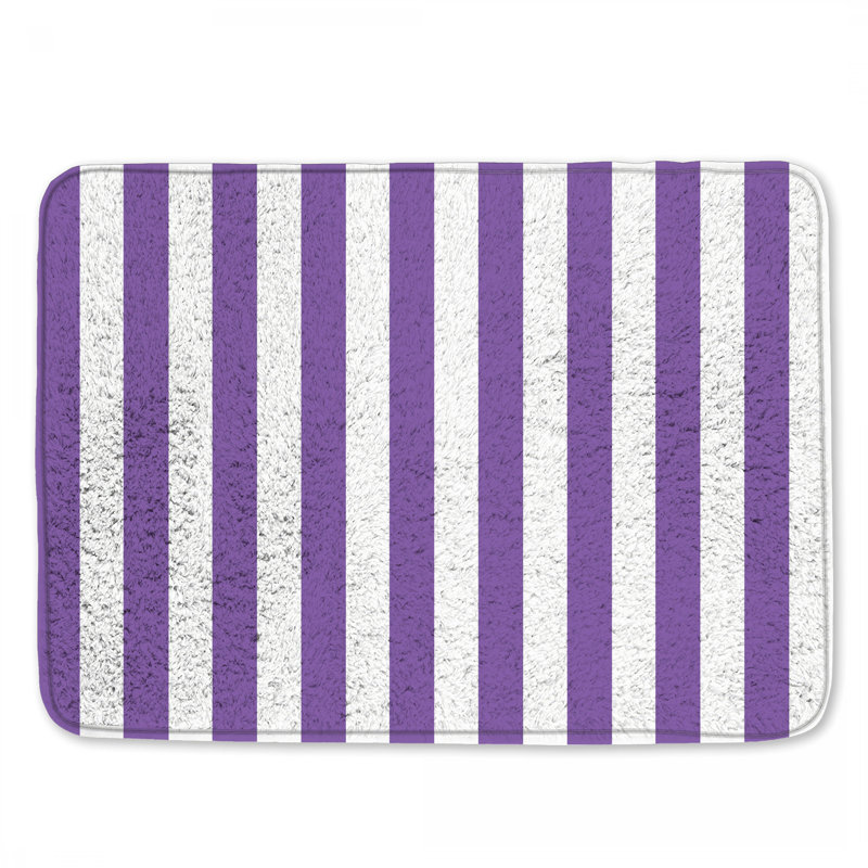 Purple Vertical Stripes Bath Mat, L 24 po x L 17 po