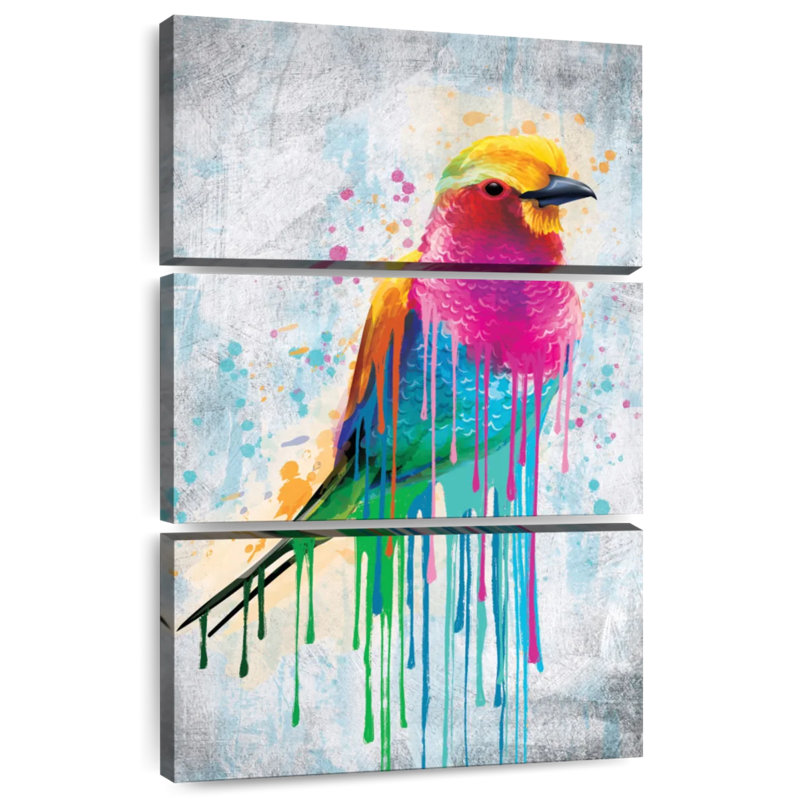Brampt Lilac-Breasted Roller Paint Drip, 32" H x 20" W