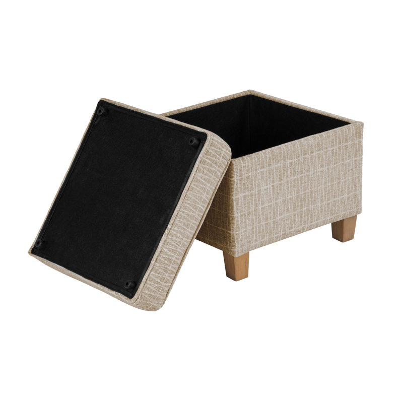 Repose-pieds carré avec rangement 17,5 "Asha, Tan Geometric