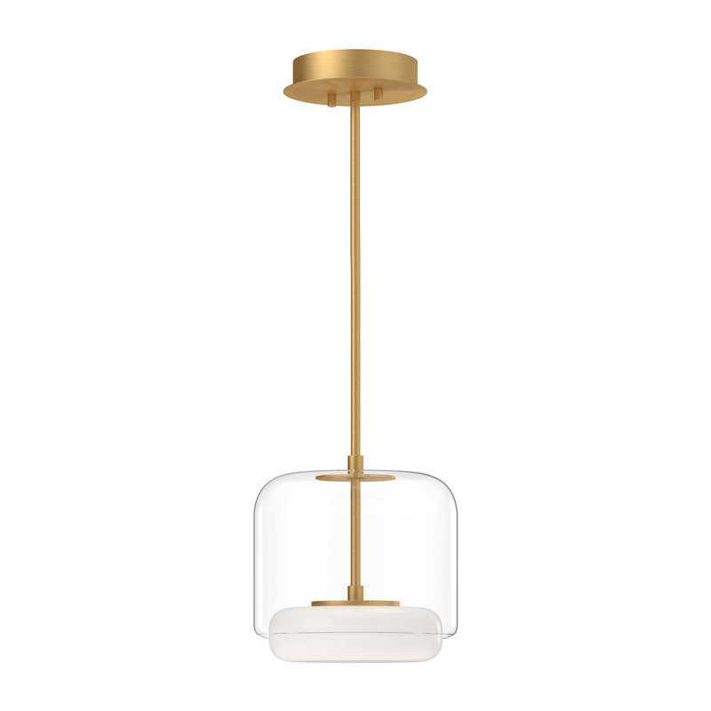 Enkel 1 - Light LED Unique/Statement Pendant, 10.25" H x 10.25" W x 10.25" D, Brushed Gold