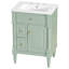 Meuble-lavabo de 24 po avec lavabo, armoire de salle de bain autoportante verte avec tiroir rabattable, tablette réglable, structure en bois d'hévéa massif, panneaux de fibres à densité moyenne et poignées en métal-1516758439