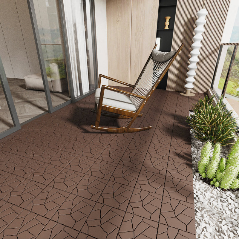 Stone Style 12" Deck Tiles, Red/Brown