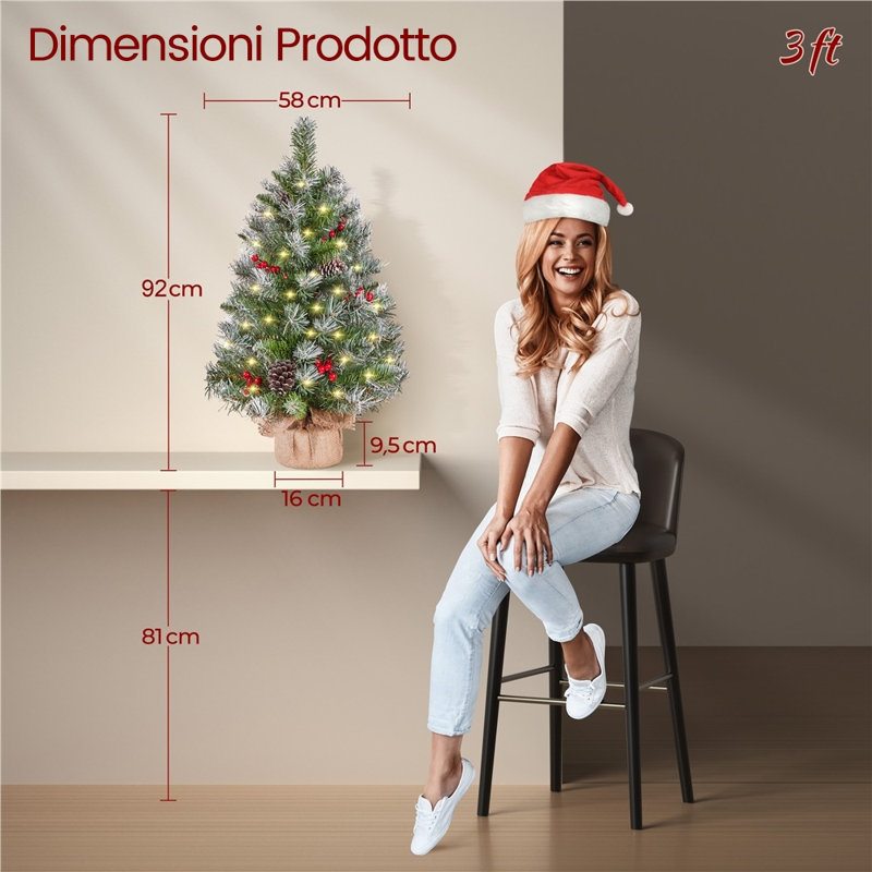 2Pcs Lighted Artificial Christmas Tree, 3 ft