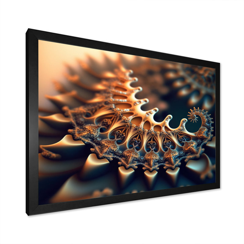 «Fractal Infinity in Gold I», reproduction sur toile, H 16 po x l 32 po x P 1 po, Cadre photo noir